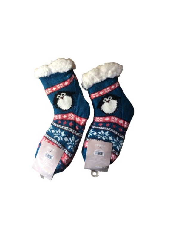MEIA TERMICA DE LÃ PINGUIM  FORRADA COM PELINHO POR DENTRO FEMININA
