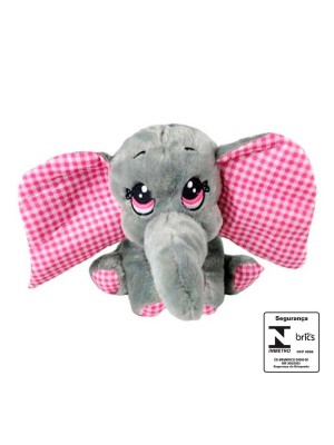 PELÚCIA ELEFANTE SENTADO ORELHAS LISTRADAS FE7197