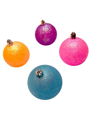 KIT 48 BOLAS DE NATAL 4CM GLITTER EM TUBO