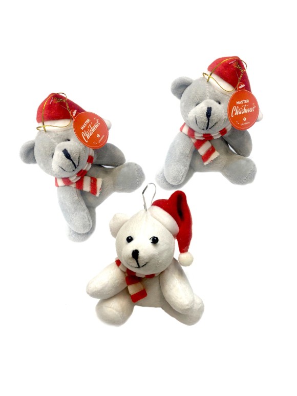 KIT 3 URSINHO NATAL PENDENTE GORRO E CACHECOL PEQUENO